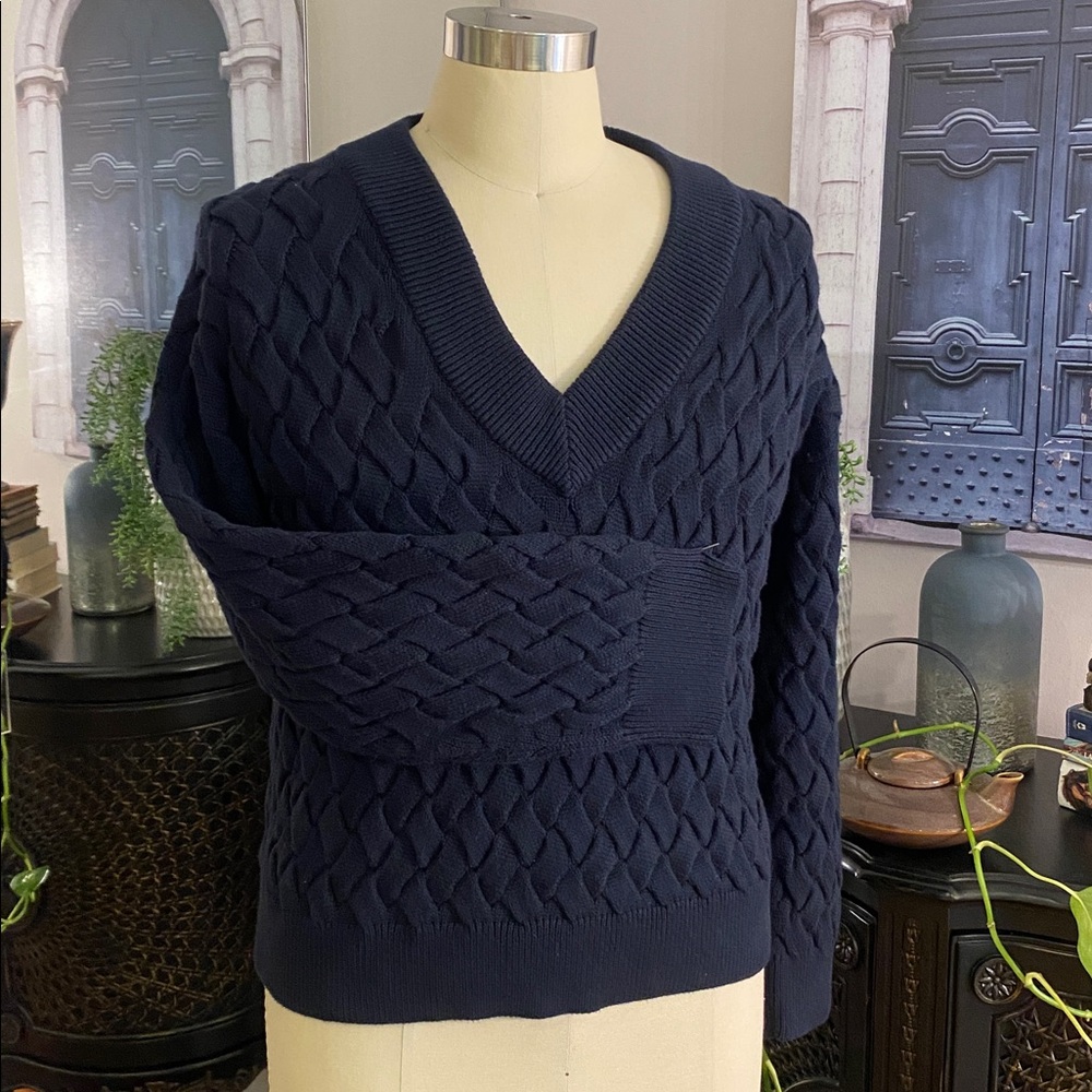Gant Navy Blue Cotton V Neck sweater ladies size S - Picture 1 of 11
